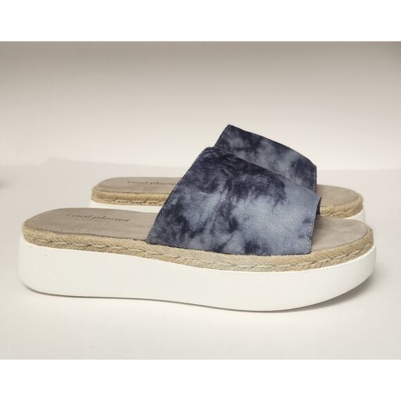 Cool Planet by Steve Madden Women's Juniper Gray Multi Tie-Dye Slide Sandals 7.5 - Picture 4 of 8